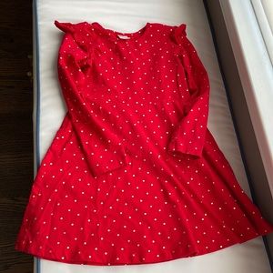 Like new Hanna Anderson dress size 130/8. Long sleeved red dress w gold dots